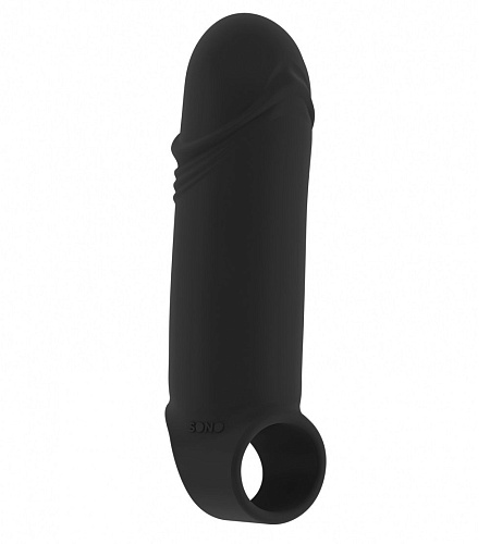 Чёрная удлиняющая насадка Shots Media BV Stretchy Thick Penis Extension No.35 SON035BLK (15,2 см)