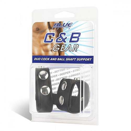 Двойной поддерживаюший ремень для пениса с заклепками BlueLine BLM3070