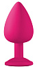 Большая розовая анальная пробка с фиолетовым кристаллом Lola toys Emotions Cutie Large 4013-02Lola (10 см)