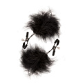 Чёрные зажимы для сосков с пухом Blush Novelties FEATHERED NIPPLE CLAMPS 520016