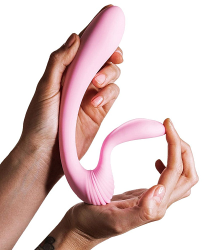 Розовый вибромассажёр с гибким клиторальным отростком Adrien Lastic G-wave 10891 (18 см)