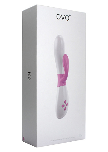 Белый вибратор с розовым клиторальным отростком OVO K2 WHITE/PINK (21 см)