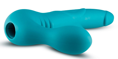 Бирюзовый безремневой страпон Blush Novelties Luna Strapless Silicone Dildo BL-81302 (22,86 см)