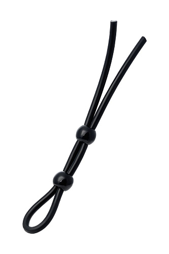 Чёрное лассо на пенис с двумя бусинами A-toys 768022