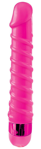 Розовый вибромассажёр с винтовыми ребрышками Pipedream Candy Twirl Massager PD1978-11 (16,5 см)