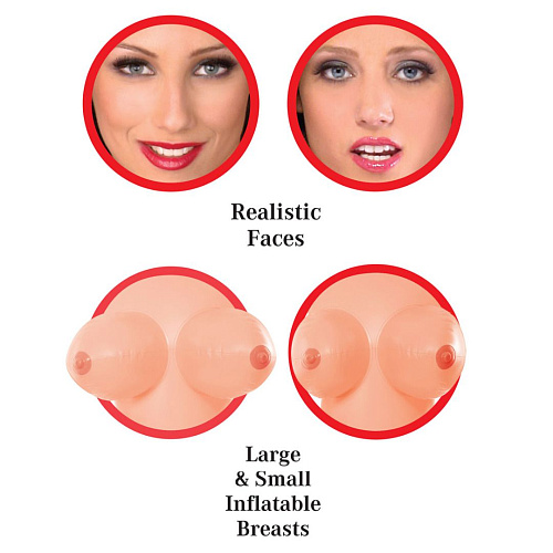 Надувные секс-куклы в телесном цвете  - блондинка и брюнетка Pipedream Slutty Sisters RD366