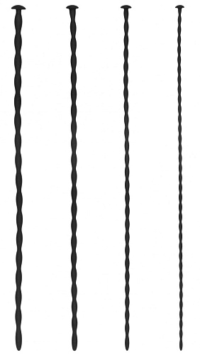 Набор из 4 черных стимуляторов уретры Shots Media BV Spiral Screw Plug Set OU436BLK