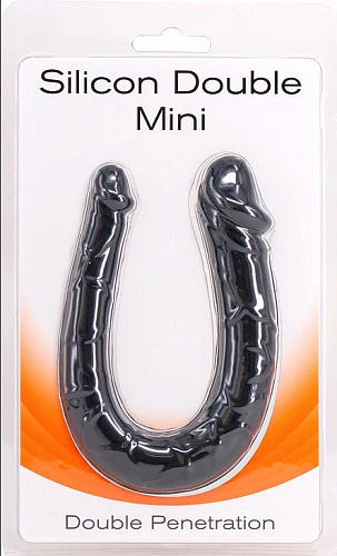 Чёрный двусторонний мини-фаллоимитатор Seven Creations Silicon Double Mini F0185B10PGAC (23 см)