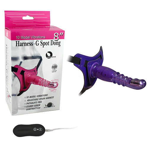 Фиолетовый страпон с вибрацией Howells 10Mode Vibrations Harness-G spot Dong 92003Purple (18,7 см)
