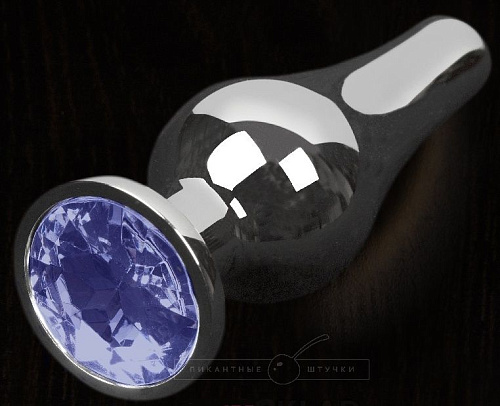 Серая анальная пробка с синим кристаллом Пикантные штучки DP11S004M2-LBLUE (12 см)