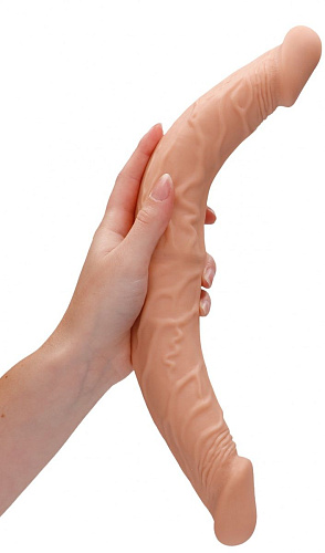 Телесный двусторонний фаллоимитатор Shots Media BV Double Dong REA069FLE (36 см)