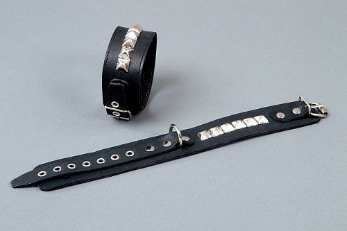 Чёрные узкие кожаные поножи Подиум Р252