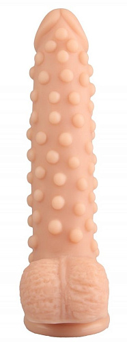 Телесный реалистичный фаллоимитатор с пупырышками Сумерки богов 1016-49 BX DD (23,5 см)