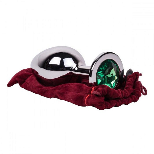 Большой стальной плаг с зелёным кристаллом Erotic Fantasy Green Lime EF-HM-017 (9,5 см)