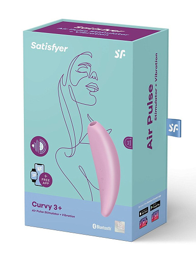 Розовый вакуум-волновой стимулятор Satisfyer Curvy 3+J2018-107-2