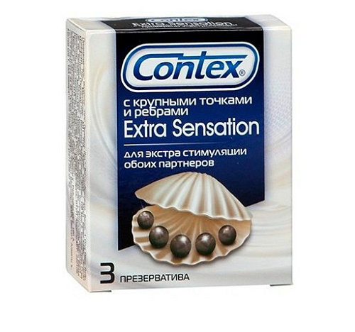 Презервативы с крупными точками и рёбрами Contex Extra Sensation №3 (3 шт)