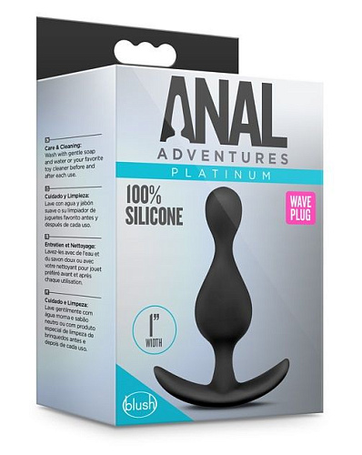 Чёрная анальная пробка Blush Novelties Platinum Wave Plug BL-10495 (11,4 см)