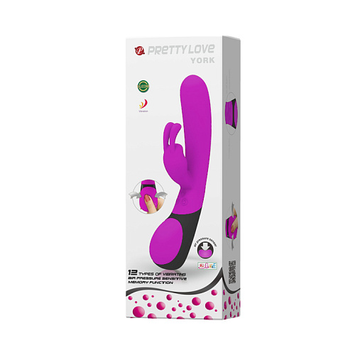 Лиловый вибратор со стимулятором-кроликом для клитора Baile Pretty Love BI-014261 (21 см)