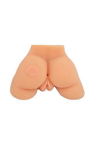 Телесная вибровагина с татуировкой-розочкой на попке Xise XS-MA50004