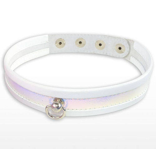 Узкий белый ошейник с перламутром Sitabella 3124-39
