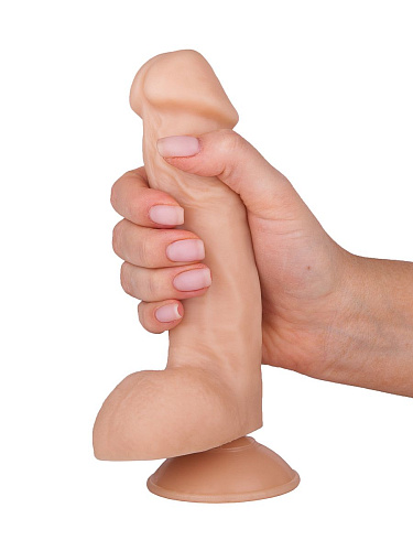 Реалистичный фаллоимитатор телесного цвета с мошонкой на присоске Сумерки богов №5 101-05 BX DD (16 см)