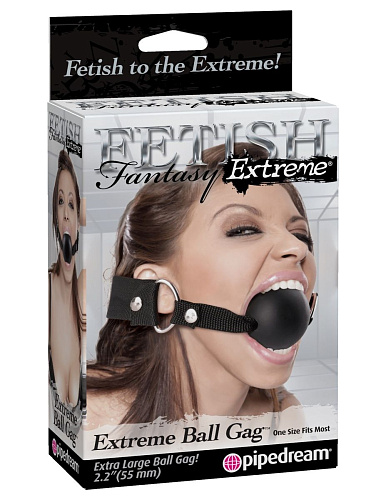 Большой чёрный кляп-шарик Pipedream Extreme Ball Gag PD3633-23
