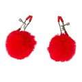 Зажимы на соски с красными меховыми шариками Lola toys Angelic 1140-03lola