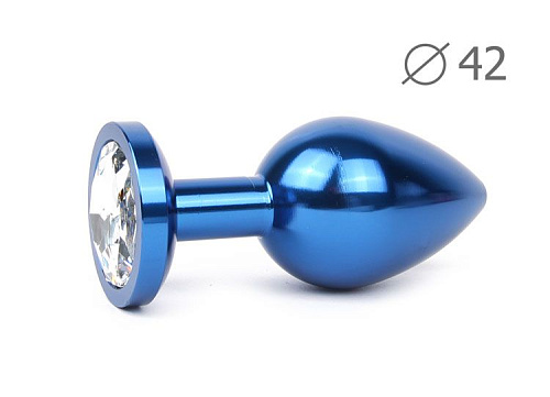 Коническая синяя анальная втулка с прозрачным кристаллом Anal Jewelry Plug BLUL-01 (9,3 см)