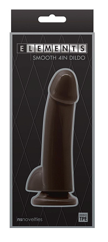 Коричневый гладкий фаллоимитатор на присоске с мошонкой NS Novelties Smooth 4 Inch Dildo NSN-0928-03 (14,6 см)