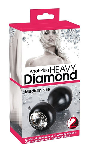 Анальная втулка чёрного цвета Orion Diamond Plug M 0509523 (8 см)