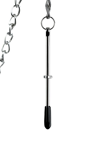 Серебристые зажимы для сосков и клитора на цепочке ToyFa 705005