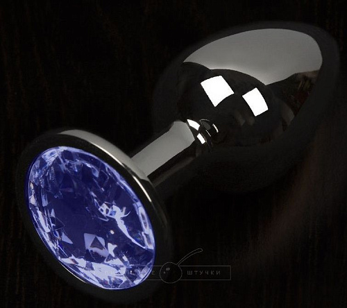 Графитовая анальная пробка с синим кристаллом Пикантные штучки DPBP041LBLUE (8,5 см)