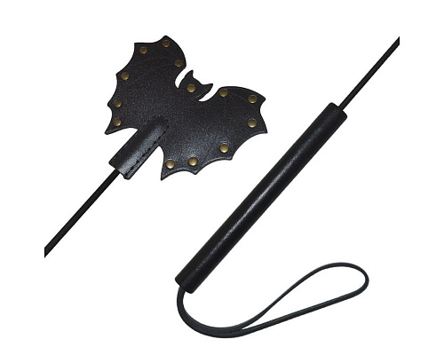 Стек с чёрным матовым кожаным шлепком в виде летучей мыши Sitabella 3338-1 (60 см)