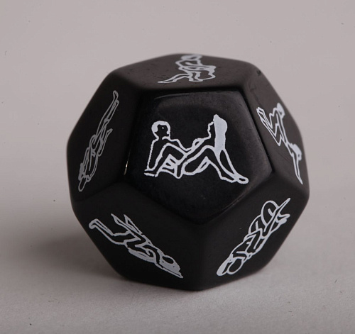 Чёрные игровые кости с позициями «Камасутры» White Label 47400-MM