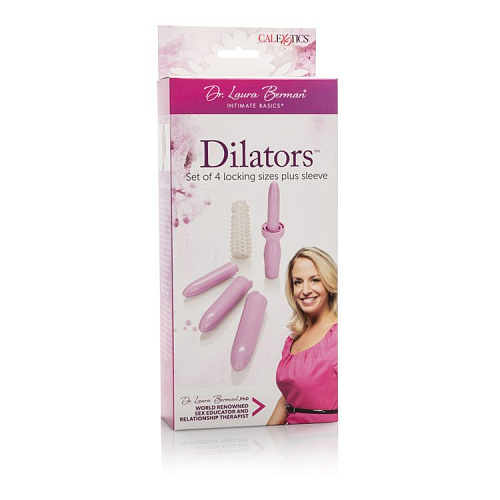 Фиолетовый вибратор с насадками California Exotic Novelties Dr. Laura Berman Dilators Set Of 4 Locking Sizes Plus SleeveSE-9711-14-3