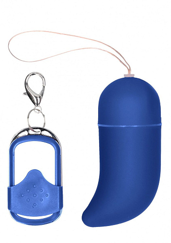 Синее виброяйцо с пультом Shots Media BV Medium Wireless Vibrating G-Spot Egg SHT088BLU (7,5 см)