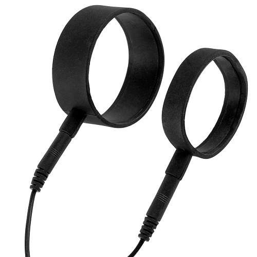 Чёрный электростимулятор с кольцами на пенис и мошонку Pipedream Shock Therapy PD3725-06