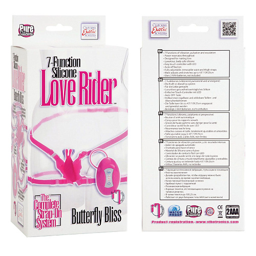 Розовая вибробабочка на ремешках California Exotic Novelties LOVE RIDER SE-0582-40-3