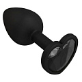 Чёрная силиконовая пробка с чёрным кристаллом Сумерки богов 508-09 BLACK-DD (7,3 см)