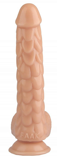 Телесный реалистичный фаллоимитатор с чешуйками на присоске Сумерки богов 1016-54 BX DD (24 см)