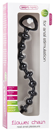 Чёрная анальная цепочка Shots Media BV Flower Chain SHT133BLK (26,5 см)