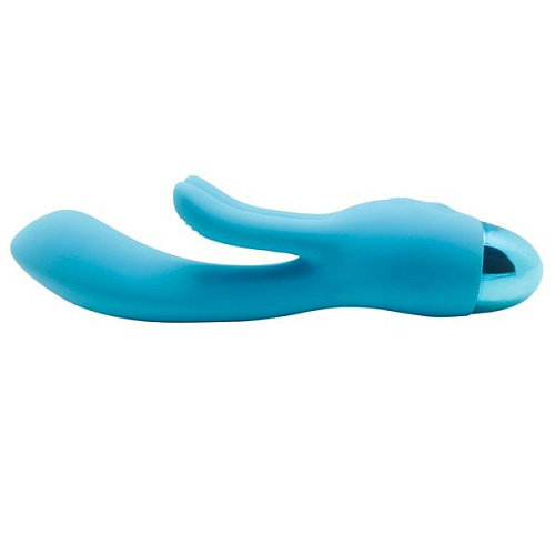 Голубой вибратор с клиторальным отростком Howells INDULGENCE Rechargeable Frolic Bunny 174216blue (18,7 см)