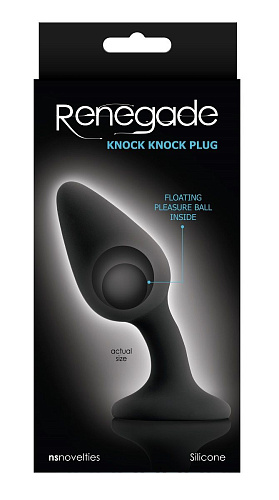 Чёрная анальная пробка со смещённым центром тяжести NS Novelties Renegade Knock Knock Plug NSN-1107-23 (11,9 см)