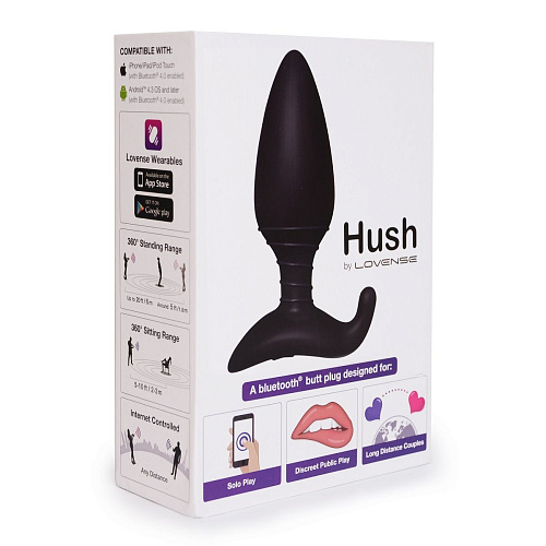 Анальная чёрная пробка с вибрацией Lovense Lovense Hush E26374 (12 см)