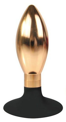 Каплевидная анальная пробка золотисто-чёрного цвета Bior toys IL-28007-GLD (10 см)