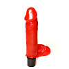 Красный гелевый вибратор-реалистик с мошонкой Сумерки богов 322-02 BX DD (15 см)