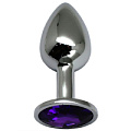 Серебристая анальная втулка с фиолетовым стразом Eroticon P3404M-04 (7 см)