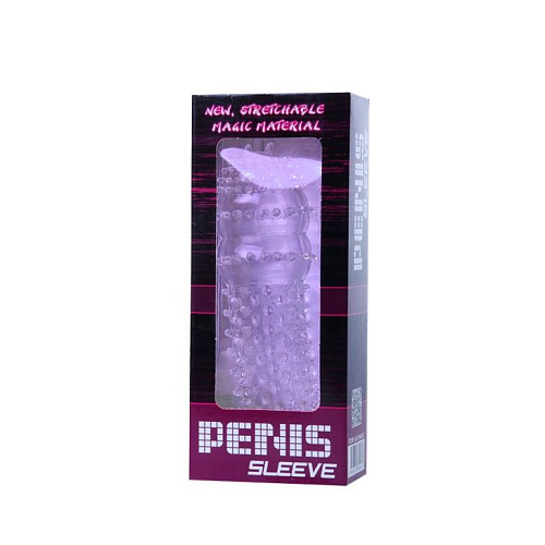 Фиолетовая насадка с закрытой головкой, шипами и отростком для стимуляции клитора Baile BI-010045C-0603 (14,2 см)