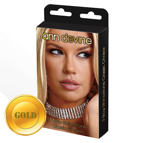 Золотистый безразмерный чокер из кристаллов Ann Devine 7 Row Rhinestone Classic Choker DIA-32