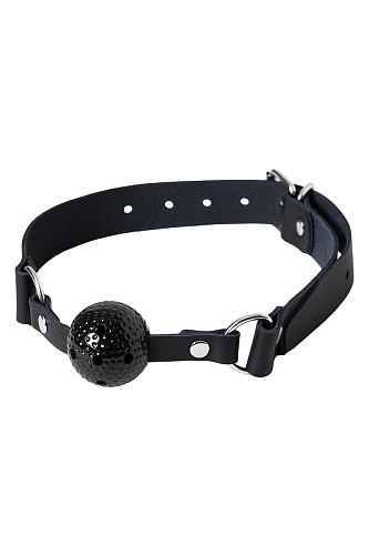 Чёрный кляп-шарик с отверстиями на регулируемом ремешке Штучки-дрючки 690208